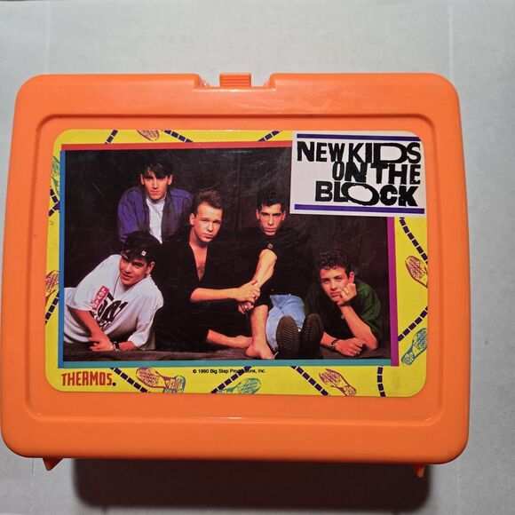 Other - Vintage Orange New Kids On The Block Plastic Lunch Box & Thermos